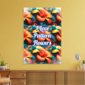 Zalm Roze Bloemen Patroon Canvas Afdruk (Insitu (Woonkamer))