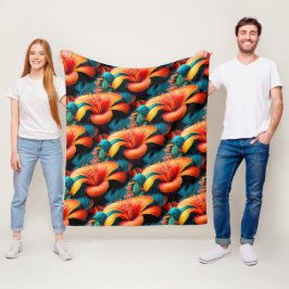 Zalm Roze Bloemen Patroon Fleece Deken