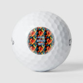 Zalm Roze Bloemen Patroon Golfballen (Voorkant)