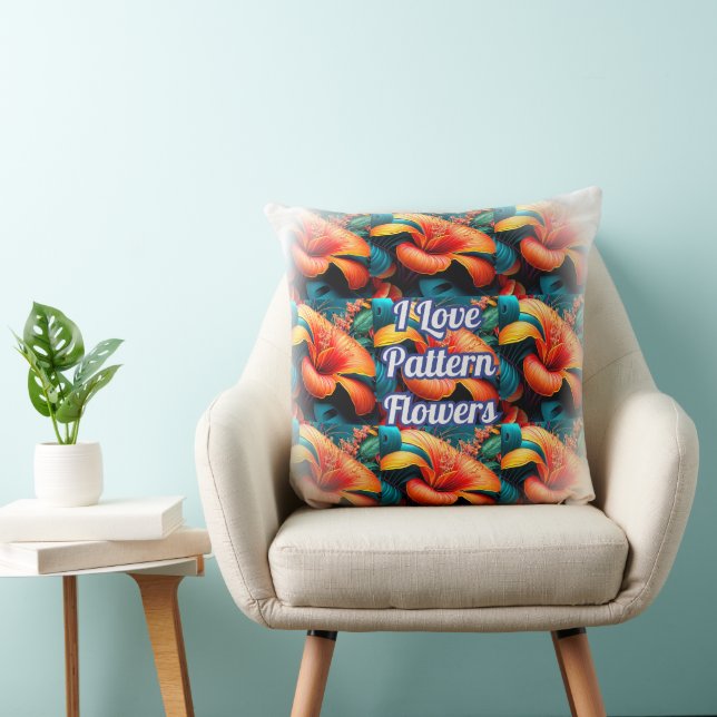 Zalm Roze Bloemen Patroon Kussen (Stoel)