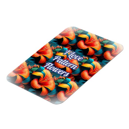 Zalm Roze Bloemen Patroon Magneet (Linkerzijde)