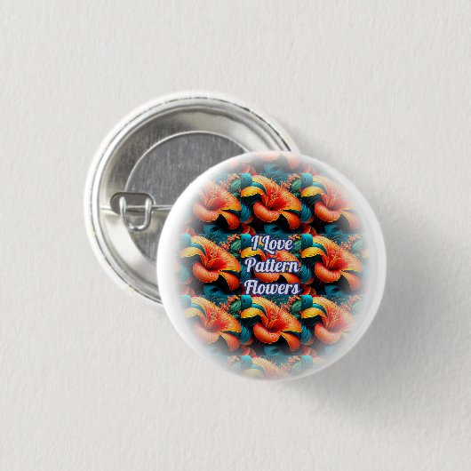 Zalm Roze Bloemen Patroon Ronde Button 3,2 Cm (Voorkant /achterkant)