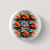 Zalm Roze Bloemen Patroon Ronde Button 3,2 Cm (Voorkant)