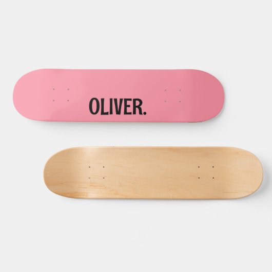 Zalm Roze Moderne Naam | Klassiek Trendy Persoonlijk Skateboard (Horizontaal)
