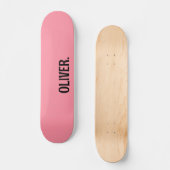 Zalm Roze Moderne Naam | Klassiek Trendy Persoonlijk Skateboard (Voorkant)