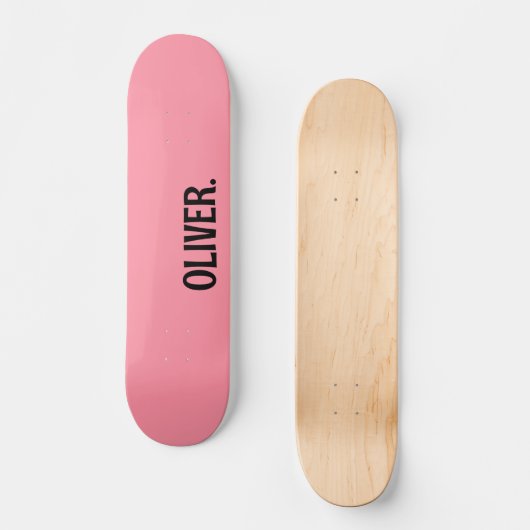 Zalm Roze Moderne Naam | Klassiek Trendy Persoonlijk Skateboard (Voorkant)