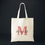 Zalm Roze Monogram Zwarte Manuscript Naam Canvas t Tote Bag<br><div class="desc">Zalm Roze Monogram Zwarte Manuscript Naam Canvas tas. Kan als geschenk aan familie en vrienden worden gegeven op hun verjaardag en Kerstmis.</div>