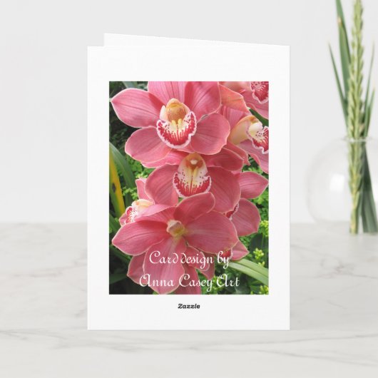 Zalm roze orchidee kaart (Achterkant)