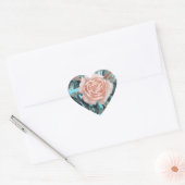 Zalm Roze shabby roos Hart Sticker (Envelop)