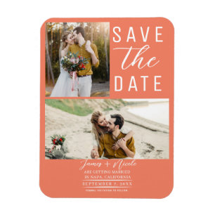 Zalm Roze Sinaasappel 2 foto's Save the Date Bruil Magneet
