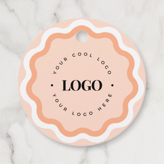 Zalm Roze Wavy Squiggle Retail Custom Logo Label (Achterkant)