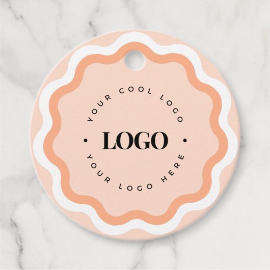 Zalm Roze Wavy Squiggle Retail Custom Logo Label (Voorkant)