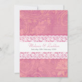 Zalm roze wit kant formele bruiloft uitnodiging (Voorkant)