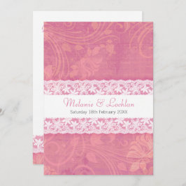 Zalm roze wit kant formele bruiloft uitnodiging