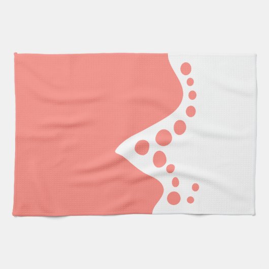 Zalm Roze zachte golf en bubbels Theedoek (Horizontaal)