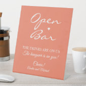 Zalm Signature Script Open Bar Bruiloft Reclamebord Met Voetstuk (Insitu)