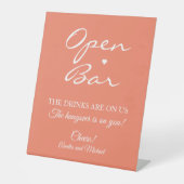 Zalm Signature Script Open Bar Bruiloft Reclamebord Met Voetstuk (Voorkant)