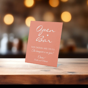 Zalm Signature Script Open Bar Bruiloft Reclamebord Met Voetstuk