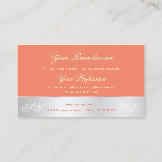 Zalm Silver Decor Cute Roos Flower with Initiaal Visitekaartje (Achterkant)