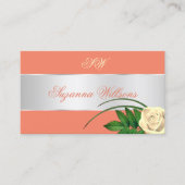 Zalm Silver Decor Cute Roos Flower with Initiaal Visitekaartje (Voorkant)