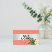 Zalm Silver Decor Prachtige Roos Vloer met Logo Visitekaartje (Staand voorkant)