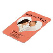 Zalm Sinaasappel Hart Foto Bruiloft Save the Date Magneet (Linkerzijde)