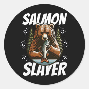 Zalm Slayer Grappige Beer Vissen Zalm Vis Ronde Sticker