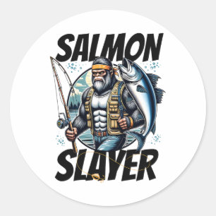 Zalm Slayer Grappige Bigfoot Vissen Zalm Vis Ronde Sticker
