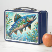 Zalm Springen Mozaïek Bloemen Blauw Groen Perzik (In situ)