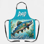 Zalm Springen Mozaïek Bloemen Blauw Groen Perzik Schort (Voorkant)