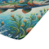 Zalm Springen Mozaïek Bloemen Blauw Groen Perzik Snijplank (Hoek)