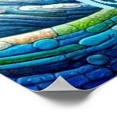 Zalm Springende Mozaïek Bloemig Blauw Persoonlijk Poster (Hoek)