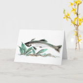 Zalm, sumi-E Kaart (Gele Bloem)
