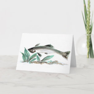 Zalm, sumi-E Kaart