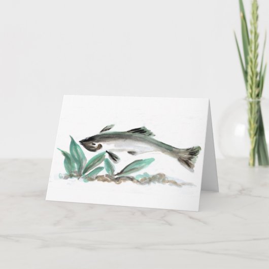 Zalm, sumi-E Kaart (Voorkant)