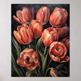Zalm Tulip Flowers Art Print Poster