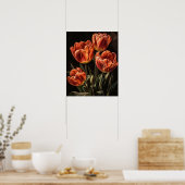 Zalm Tulip Flowers Art Print Poster (Keuken)