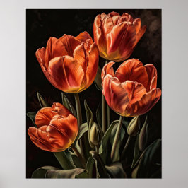 Zalm Tulip Flowers Art Print Poster