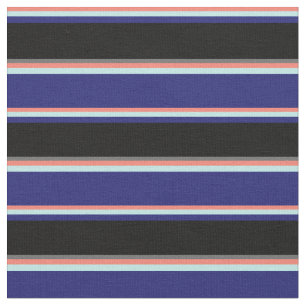 Zalm, Turquoise, Midnight Blue, Black & Dim Grey Stof