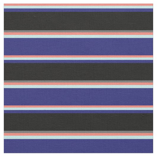 Zalm, Turquoise, Midnight Blue, Black & Dim Grey Stof (Close Up)