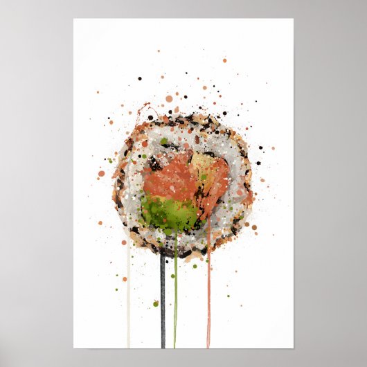 Zalm Uramaki Sushi Poster (Voorkant)