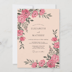 Zalm Verfijnde Vintage Bruiloft Kaart