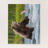 Zalm Vist Grizzly Beer Legpuzzel (Verticaal)