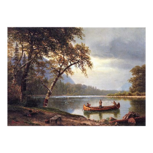 Zalm Vist op de Cascapediac Albert Bierstadt Foto Afdruk (Voorkant)