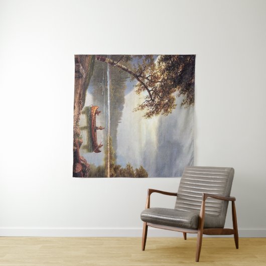 Zalm Vist op de Cascapediac Albert Bierstadt Wandkleed (In Situ (horizontaal))