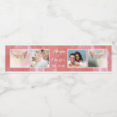 zalm Waterverf bruiloft foto collage Waterfles Etiket (Enkel label)