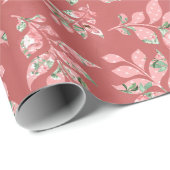 Zalm Whimsical Leaves Trouw Inpakpapier (Rol Hoek)