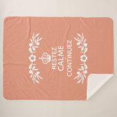 zalm witte olijftak Franse zin "Keep Calm" Sherpa Deken (Voorkant (horizontaal))