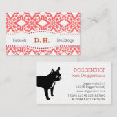 Zalm & Zwart met Zwarte & Witte Bulldog Patroon Visitekaartje (Voorkant / Achterkant)