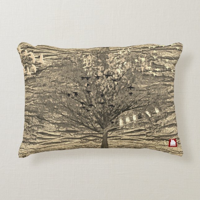 ZALMAXI HOME beige abstracte boom Accent Pillow Kussen (Voorkant)